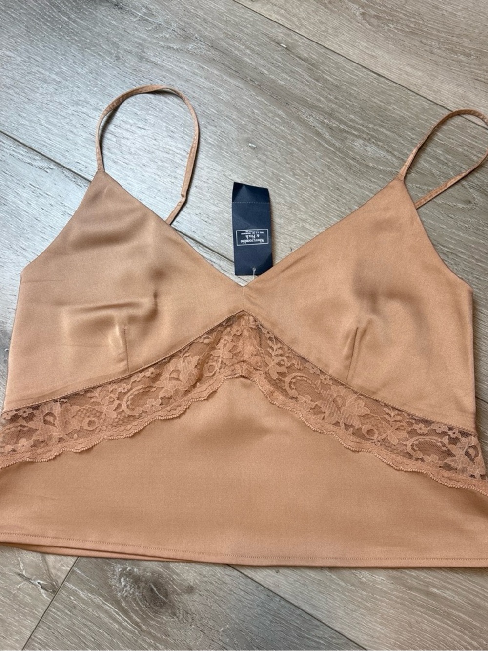 Abercrombie & Fitch Lace-Trim Camisole in Camel